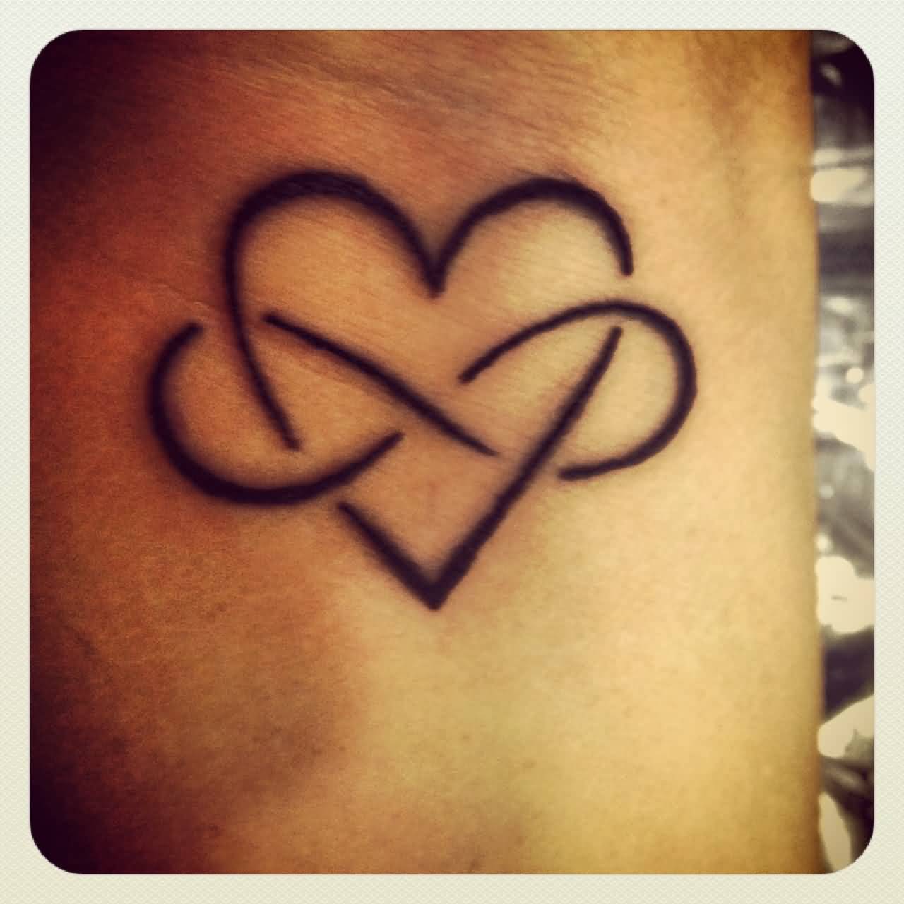 Infinity And Heart Couple Tattoo On Wrist