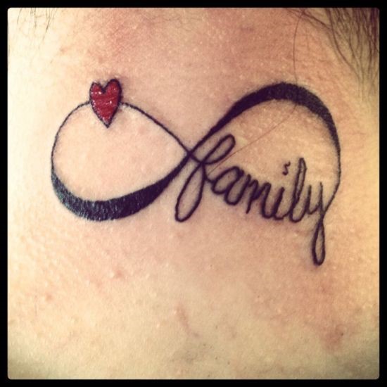 Infinity Heart And Family Symbol Tattoo