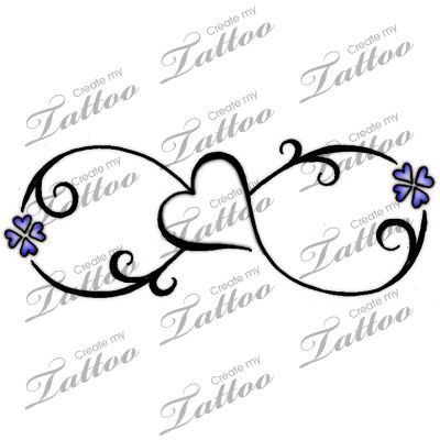 Infinity Heart And Flowers Tattoo Design