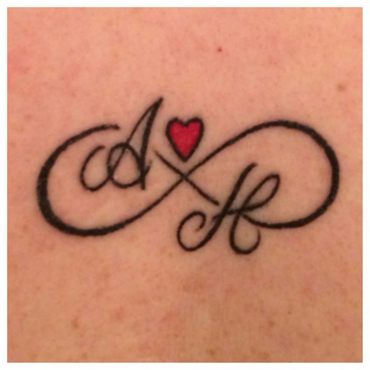 Infinity Heart Symbol With Letters Tattoo
