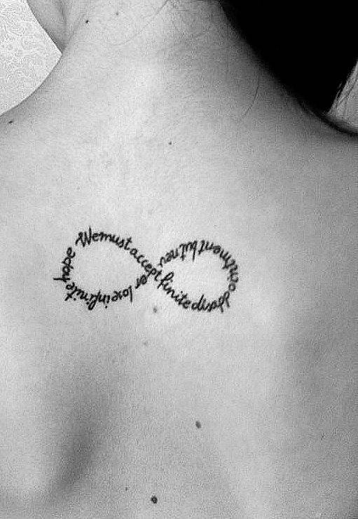 Infinity Quote Tattoo On Upper Back For Girls