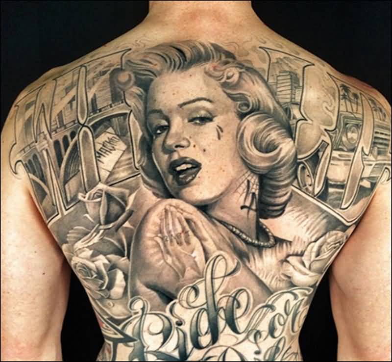 Inspiring Marilyn Monroe Theme Tattoo On Full Back