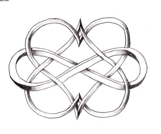 Interlocked Two Hearts Infinity Symbol Tattoo Design