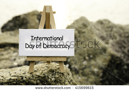 International Day of Democracy On White Canvas And Easel