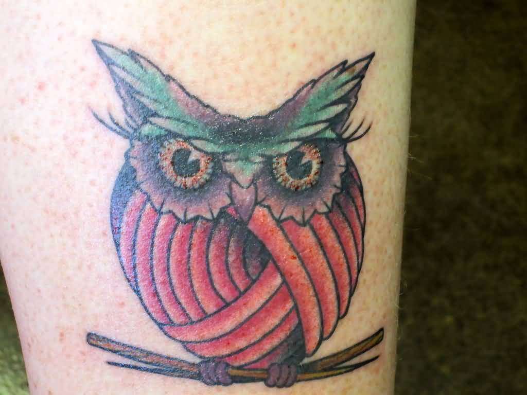 Knitted Owl Tattoo By MaiyaMayhem