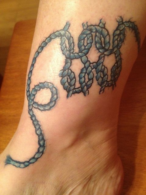 Knitted Rope Tattoo On Ankle