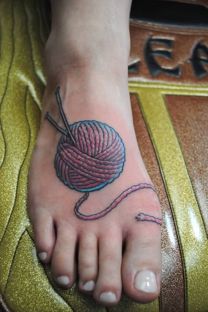 Knitting Tattoo On Foot