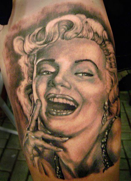 Laughing Marilyn Monroe Portrait Tattoo