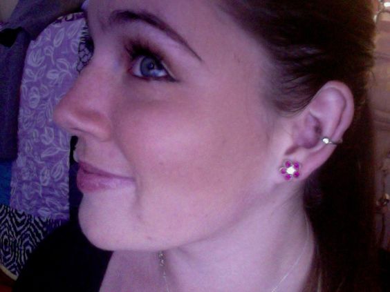Left Ear Lobe And Cartilage Hoop Piercing