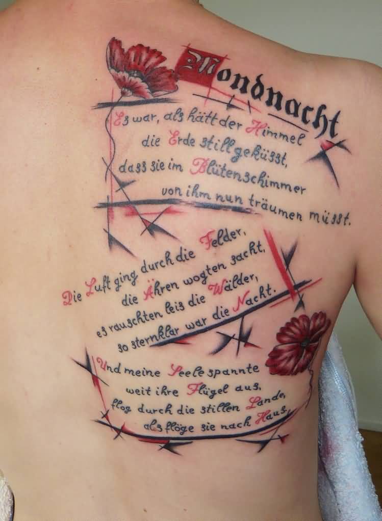 Lettering Poem Trash Tattoo On Right Back By D3adFrog
