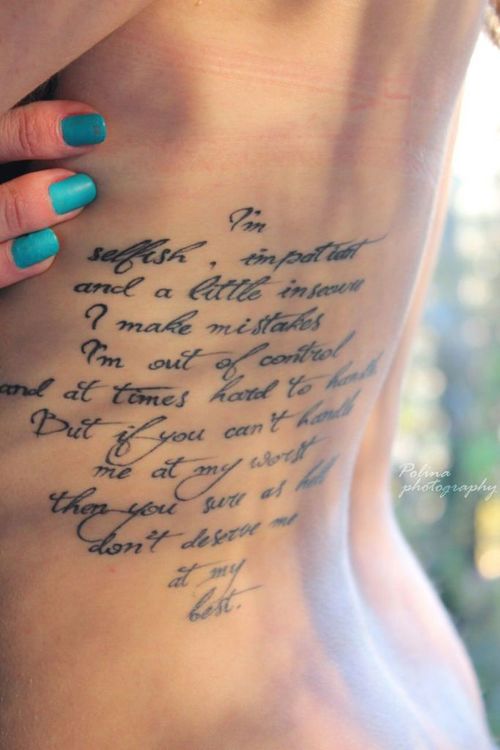 Long Marilyn Monroe Quote Tattoo For Girls