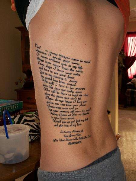 Long Poem Tattoo On Back