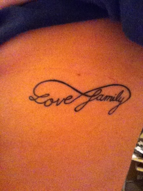 Love Family Infinity Symbol Tattoo On Side Rib