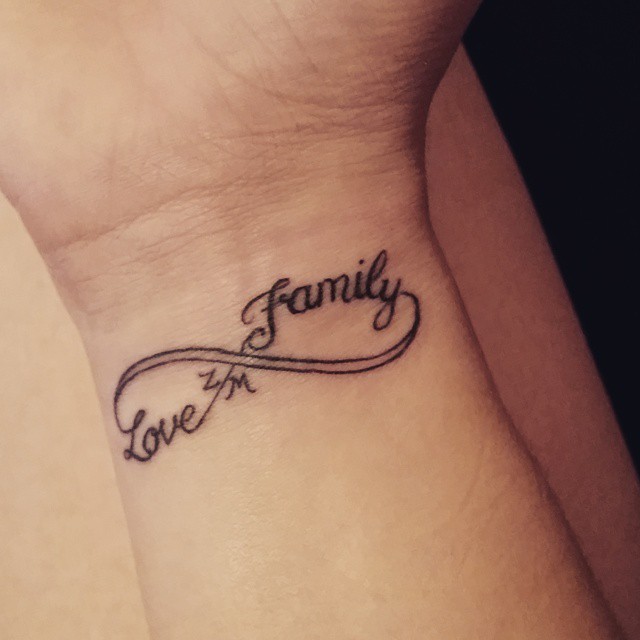 Love Family Infinity Tattoo On Wrist