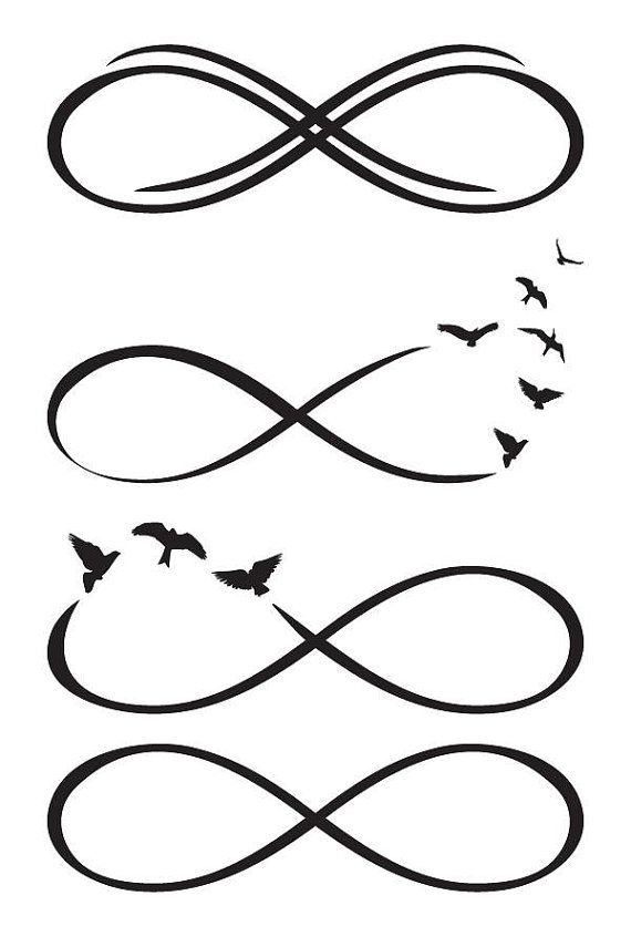 Lovely Birds And Infinity Symbol Tattoo Set