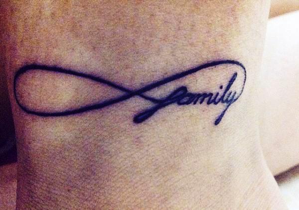 Lovely Family Infinity Symbol Tattoo On Leg