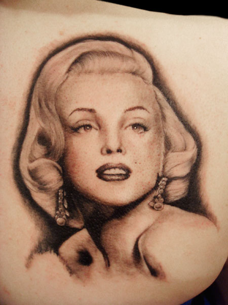 Lovely Marilyn Monroe Portrait Tattoo