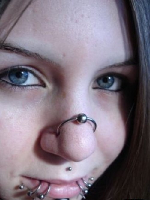 Lower Lip Hoop Rings And Nose Piercing For Girls