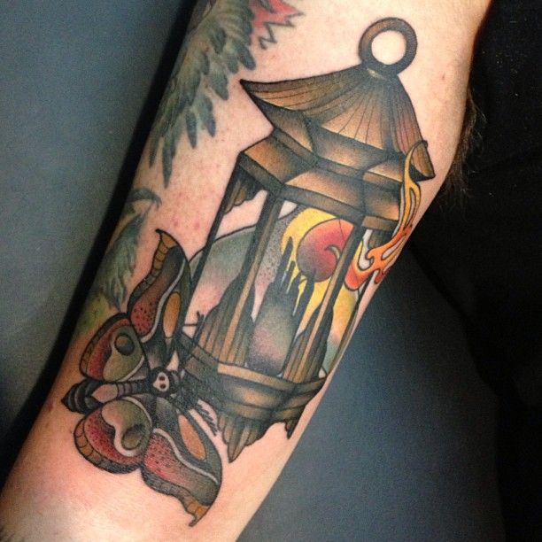 Moth And Lantern Tattoo By Amanda Leadman