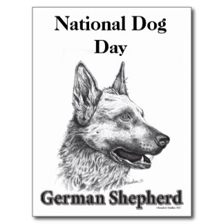 National Dog Day German Shepherd Dog Face Card Picture