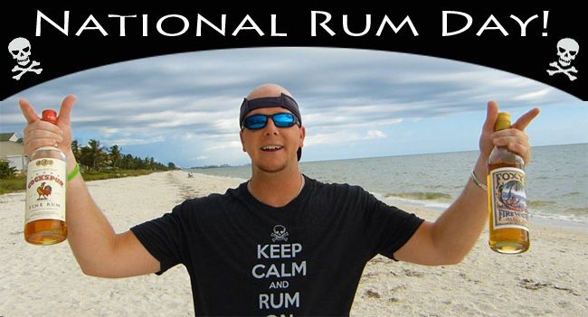 National Rum Day Man With Rum Bottles In Hand