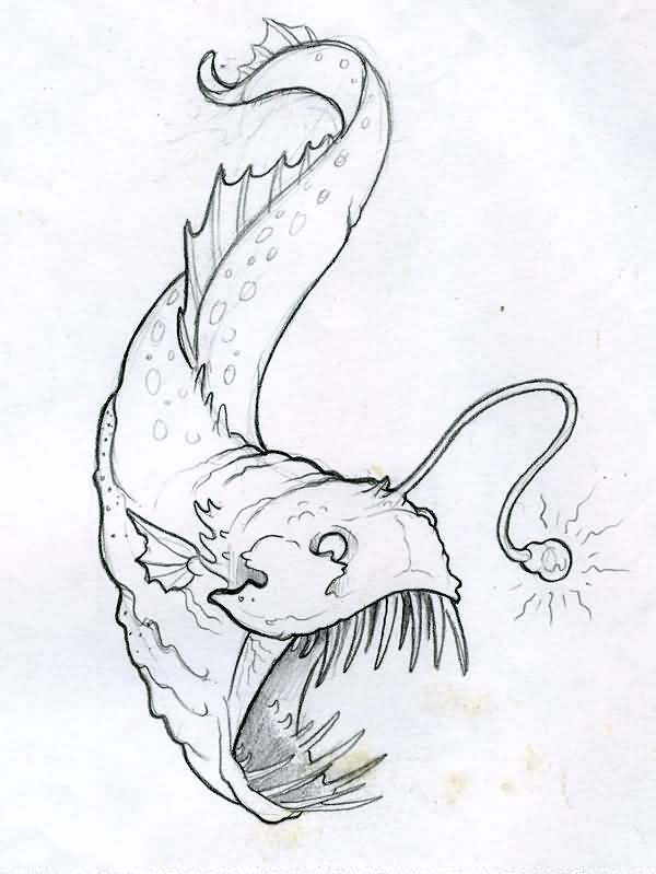 Nice Angler Fish Tattoo Sketch By JoshDixArt