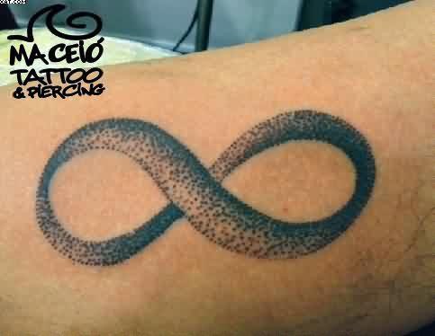 Nice Dotwork Infinity Symbol Tattoo On Arm