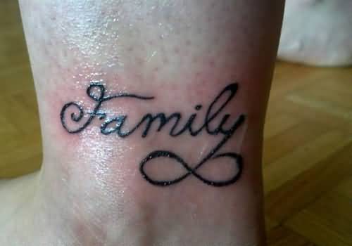 Nice Family Infinity Symbol Tattoo On Ankle