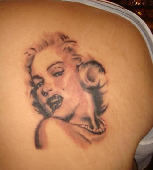 Nice Grey Marilyn Monroe Tattoo