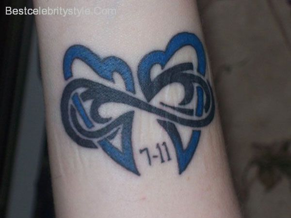 Nice Infinity Symbols With Butterfly Tattoo On Arm