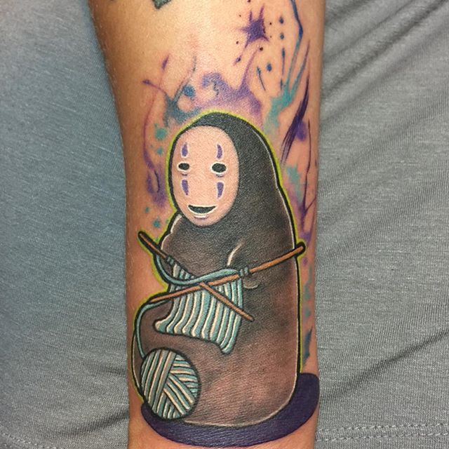 Nice Knitting No Face Tattoo On Arm