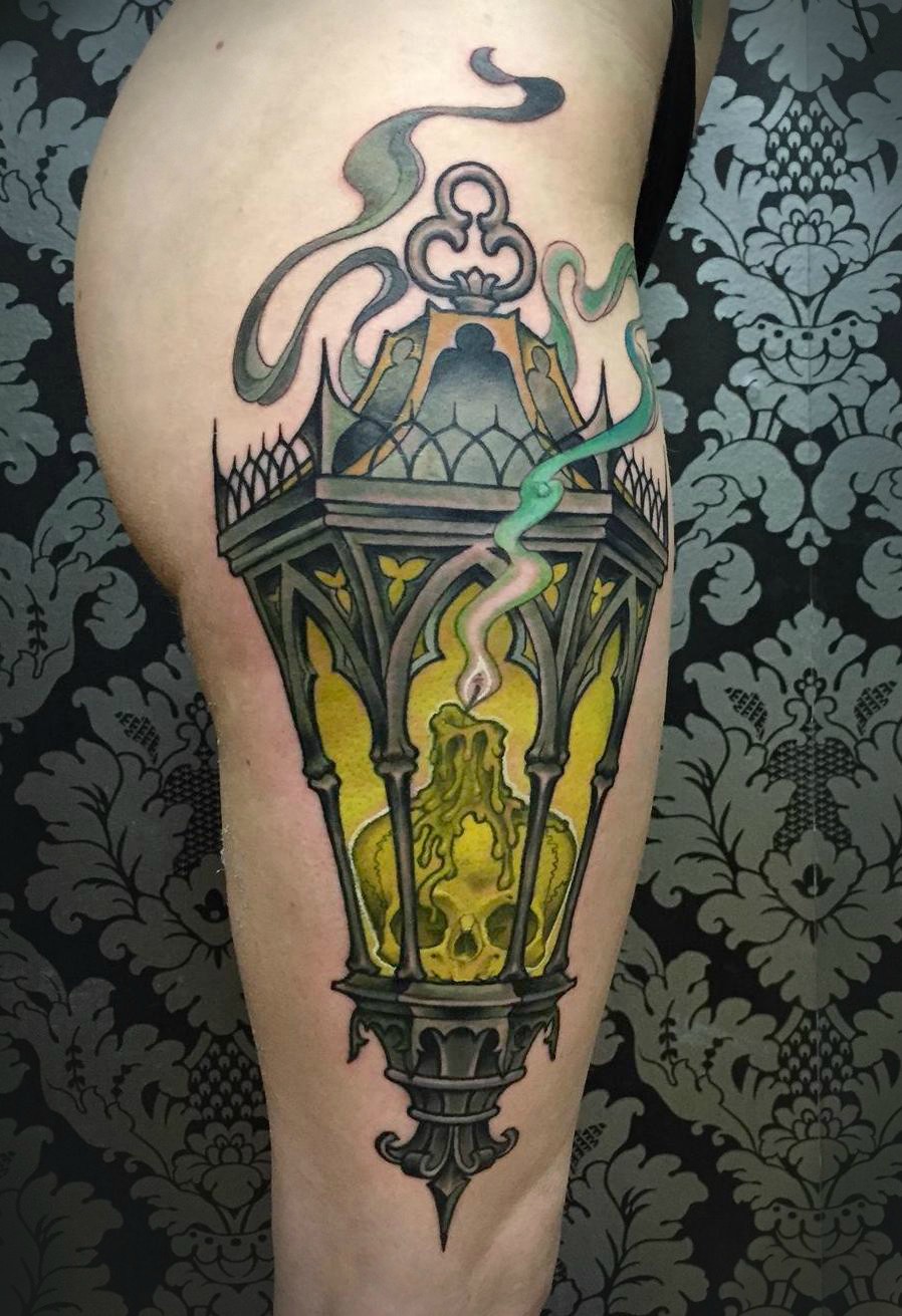 Nice Lantern Tattoo By Matt Buck