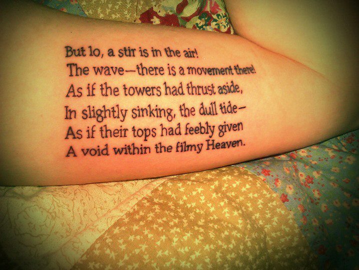 Nice Poem Tattoo On Biceps