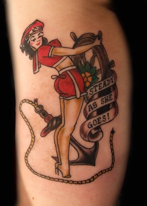 Nice Sailor Women Old School Tattoo