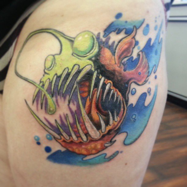 Nice Scary Angler Fish Tattoo By DoctorEss