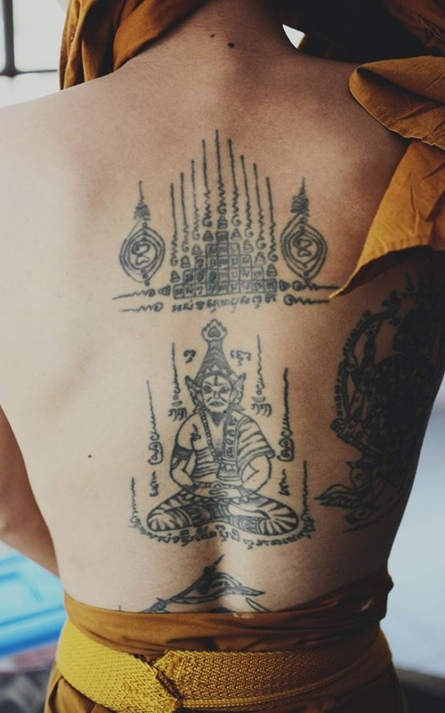 Nice Thai Temple Tattoo On Full Back