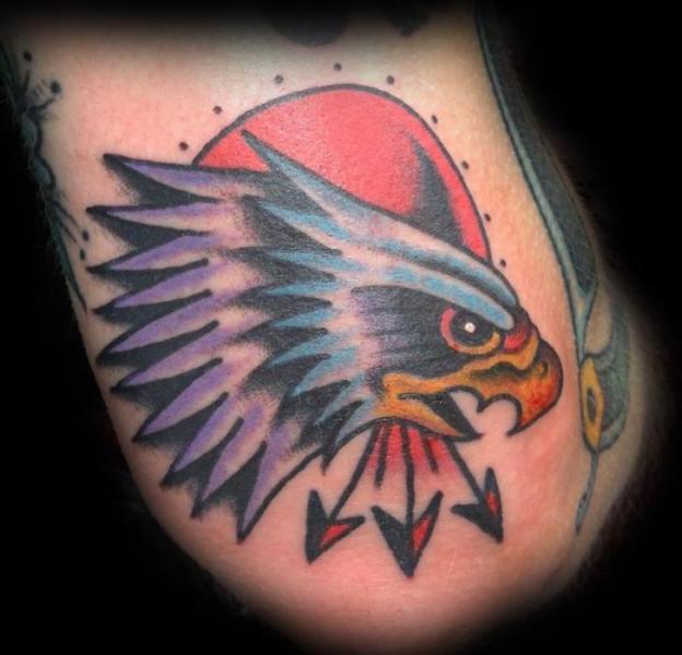 Old School Eagle And Arrows Symbol Tattoo