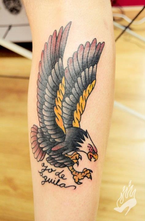 Old School Eagle Tattoo On Leg