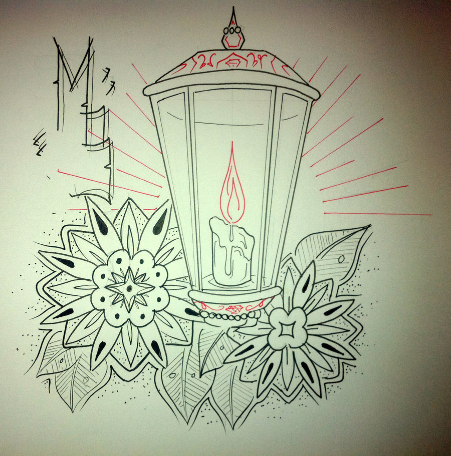 Old School Lamp Tattoo Sketch By Booders9