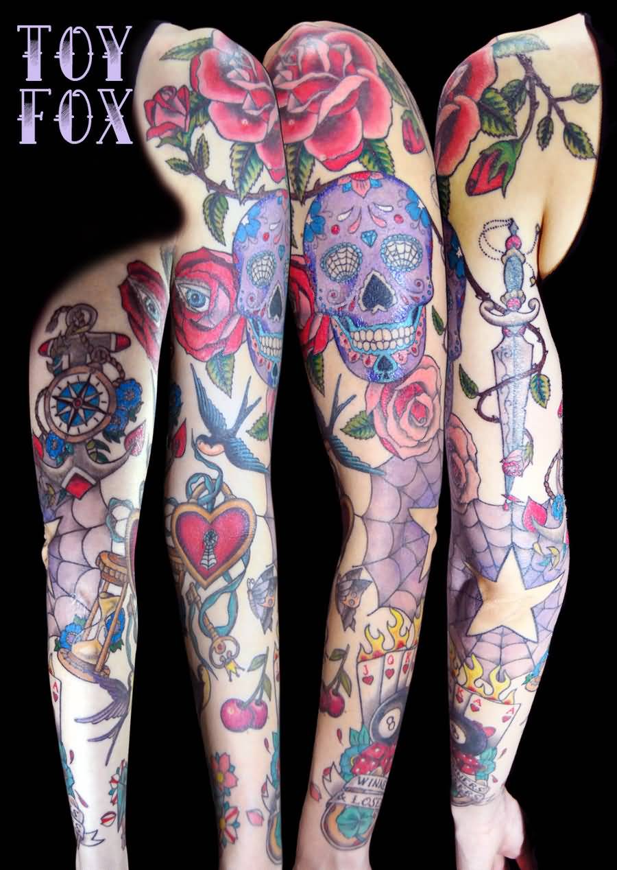 Old School Tattoo On Full Sleeve By Inomis D4h8hit