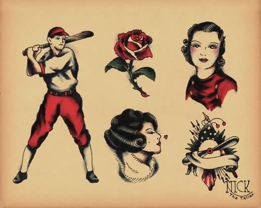 Old School Tattoos Sample Set By Calico1225