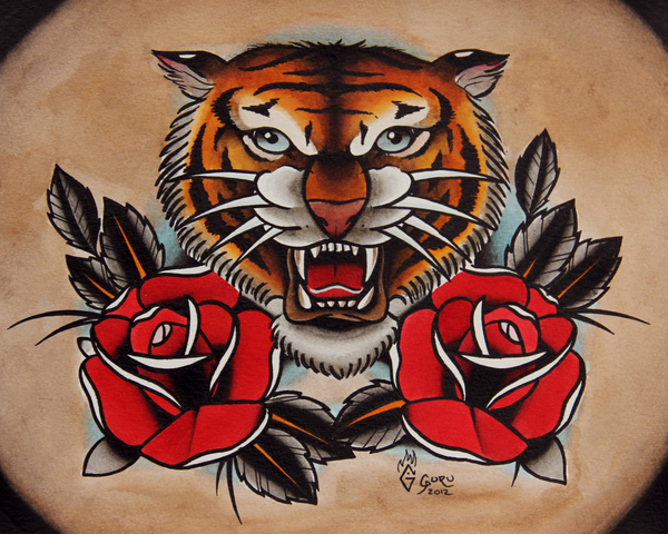 Old School Tiger Tattoo