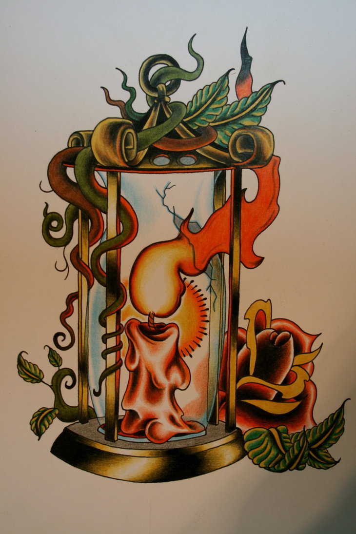 Outstanding Candle Lantern Tattoo Design