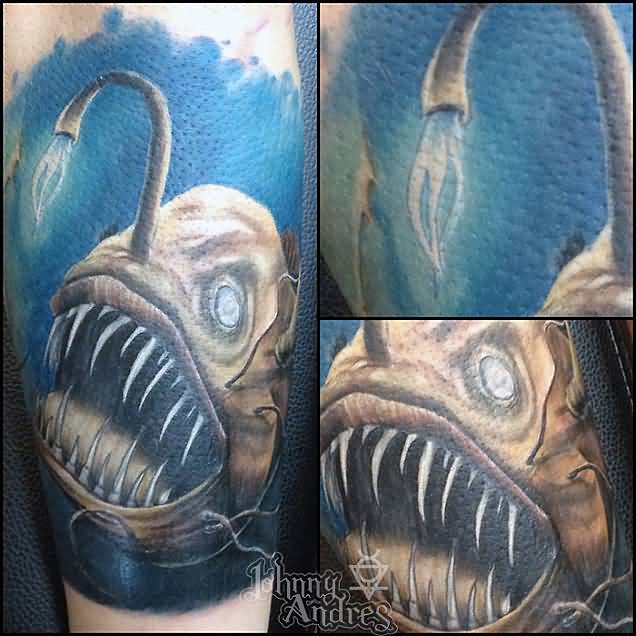 Outstanding Evil Angler Fish Tattoo By Johnny Andres