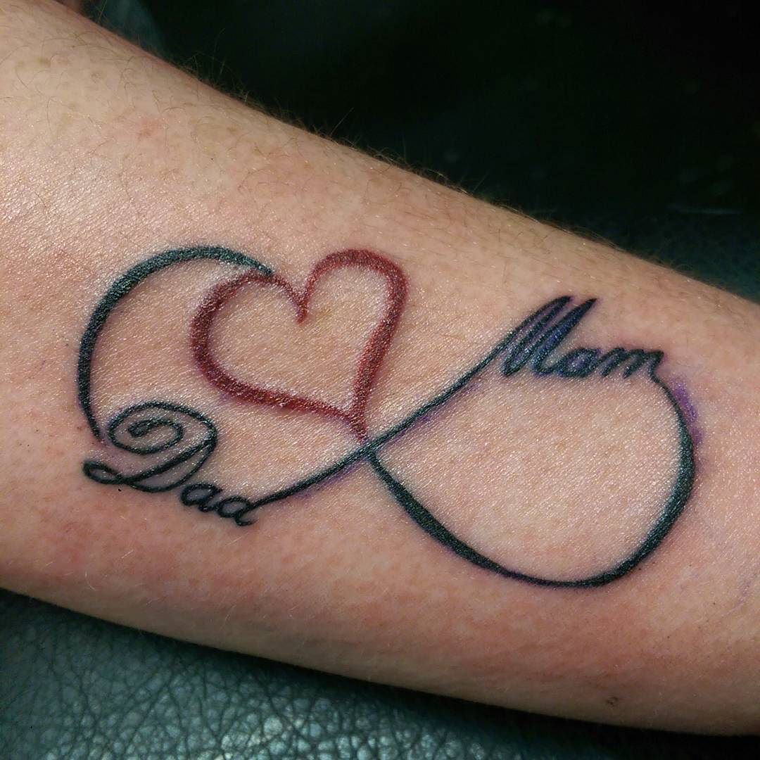 Parents Love Infinity Symbol Tattoo On Arm Sleeve