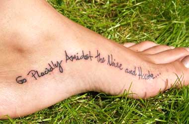 Poem Tattoo On Left Foot