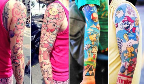 Pokemon And Sonic Tattoos On Sleeves