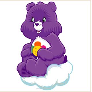 Purple Care Bear Sitting On Cloud