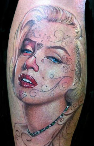 Realistic Catrina Marilyn Monroe Tattoo By David Corden