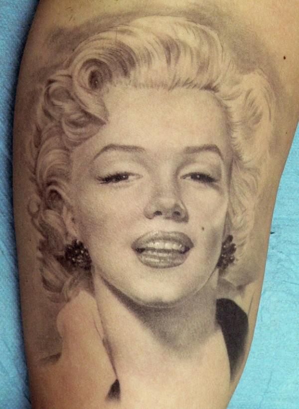 Realistic Happy Marilyn Monroe Tattoo